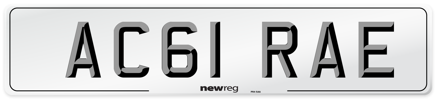 AC61 RAE Number Plate from New Reg